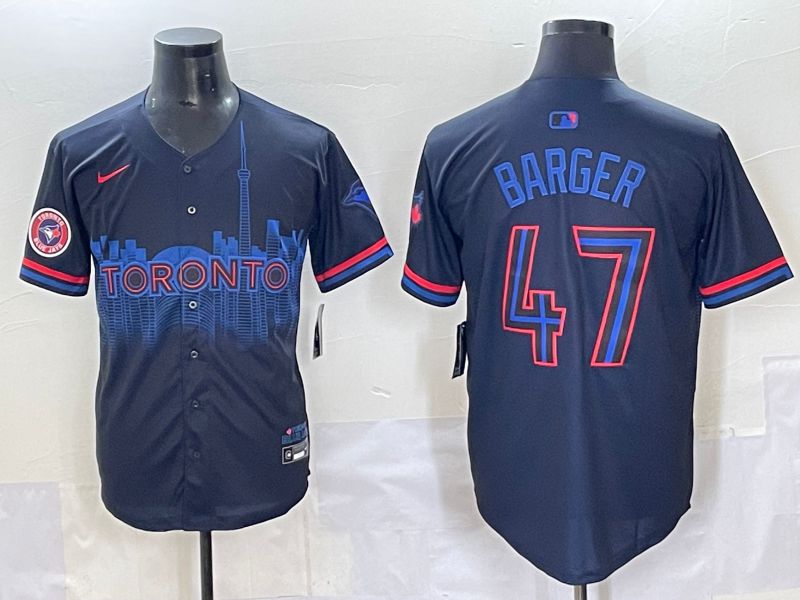 Men 2025 Toronto Blue Jays 47 Barger Black Joint Name Nike MLB Jersey style 11